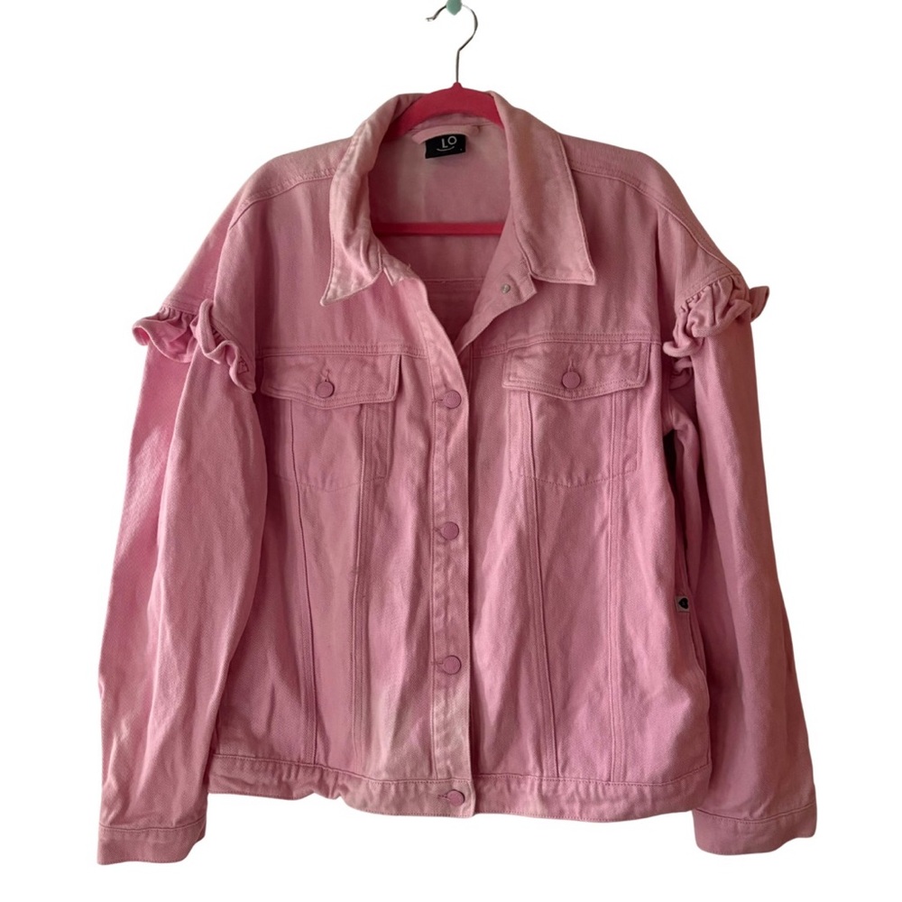 Lazy Oaf Pink Jean Jacket with Ruffle Details